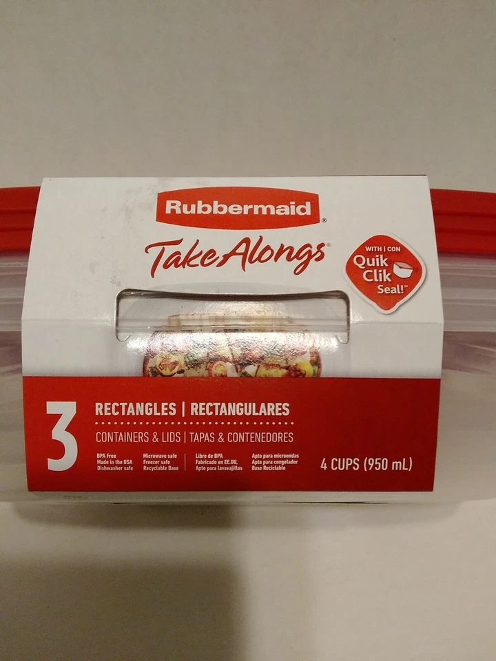 Rubbermaid Takealongs Containers Set of 3 Rectangles 4 Cups 9X 6 In 2 In Deep - Image 3 of 4