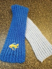 Little Boy's Blue Two Toned Colored Scarf with Cartoon Airplane Patch