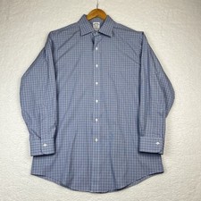 Brooks Brothers Oxford Button Blue Plaid Check Shirt 15.5 32 Supima OCBD