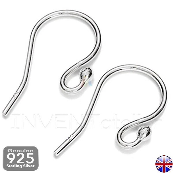 Ball Earwires Solid 925 Sterling Silver French Fish Hook Earring