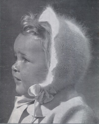 Strickanleitung Kopie 1814.   Babyhauben.   3-15 Monate  Angora