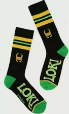 NWT Marvel Studios Loki-Loki Logo Mens Crew Socks Shoe Size 8-12 Disney+ TV show