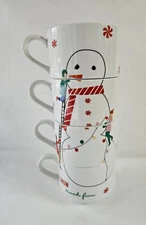 THE CELLAR Macy's Holiday Stackable Mugs 4 piece Christmas Coffee Cup Snowman