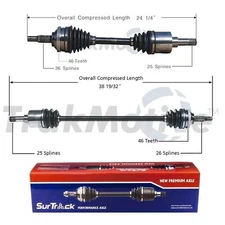 SurTrack Pair Set of 2 Front CV Axle Shafts For Chrysler Sebring Dodge Stratus