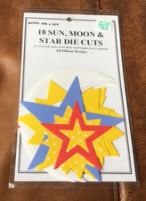 DIE CUTS WITH A VIEW CARDSTOCK EMBELLISHMENTS SUN MOON STARS 18 PIECES