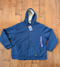 Eddie Bauer Men's size XXL Blue Faux shearling lined Full Zip Hoodie Sweatshirt