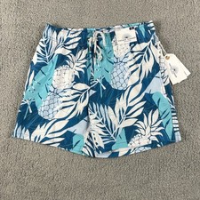 Vintage Summer Men's Small Teal White Hawaiian Pineapple Swim Shorts w/ Liner