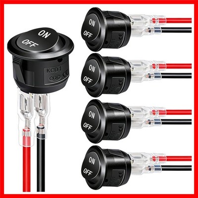 5Pcs 12V round Rocker Switch AC 6A/250V 10A/125V SPST 2 Pin 2 Position On/Off T