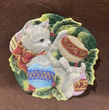 Pre Owned Fritz And Floyd Kitten Playing With Ornaments Ceramic Decorative Plate