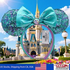 Disney-Park  s Minnie Mouse Blue Little Mermaid Sequin Ears Headband NWT