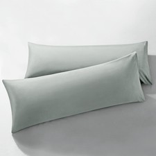 2Pcs Brushed Microfiber Body Pillowcases - 20 x 48 Inch, Silver Pillow Case S...