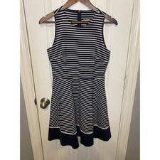 Kate Spade New York Dress Women Size 6 Navy White Stripe Fit Flare Sleeveless