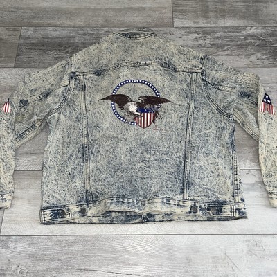 Bristol Blues 80s Denim Jacket Acid Stone Wash XXL Blue Trucker USA Made Eagle
