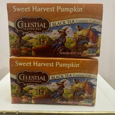 2x Celestial Seasoning Sweet Harvest Pumpkin Black Tea 18 Bags 36 Total 06/2026