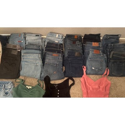 Womens Clothing Lot 18 Pairs of Jeans Mostly Sz 28 few 27 High End Excellent