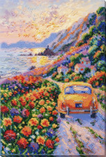 Bead Embroidery Kit "Twilight Over the Sea" Stitching Handmade Beadwork
