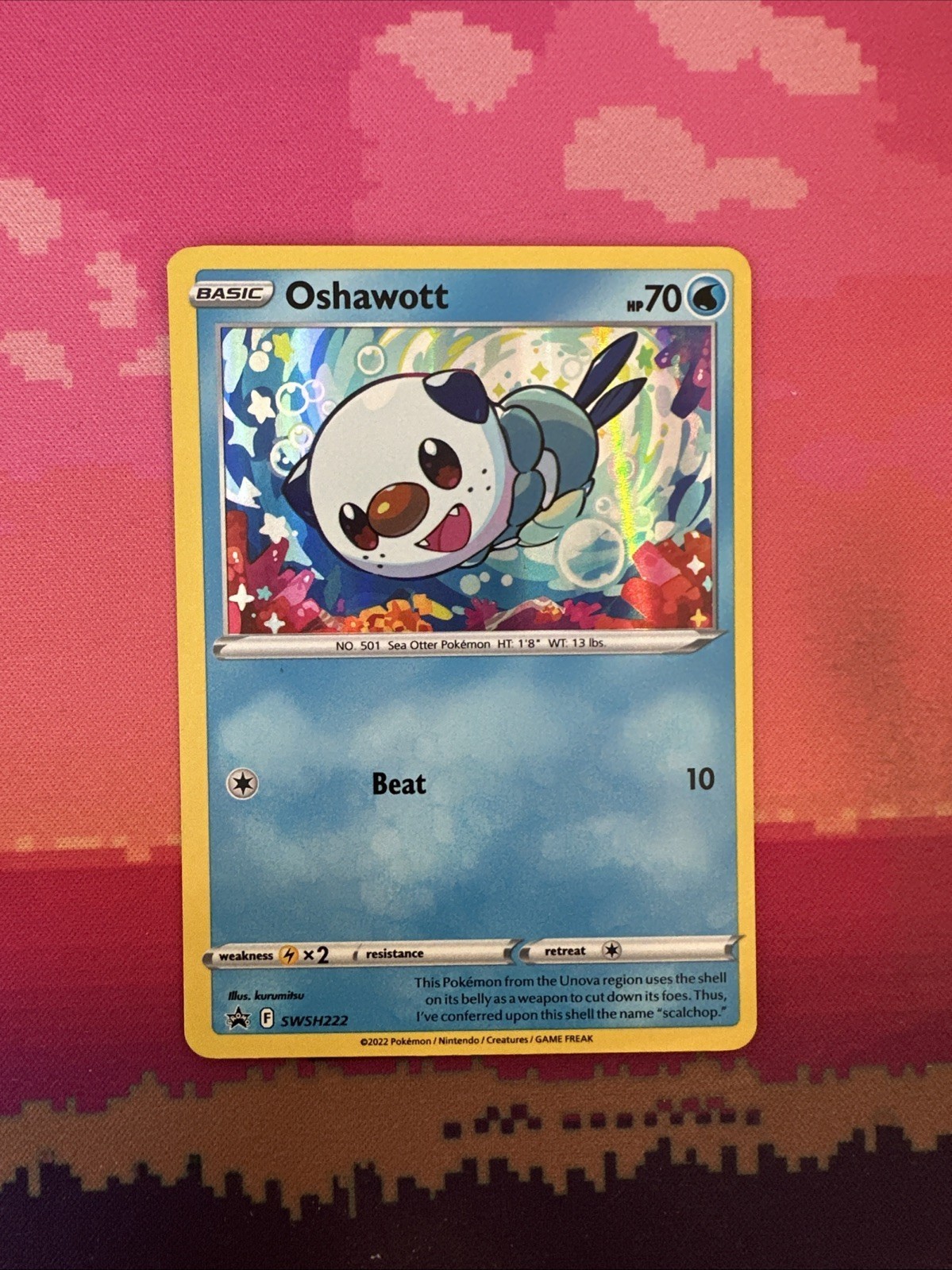 Pokemon Card Oshawott SWSH222 Black Star Promo Holo Near Mint