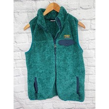 LL Bean Womens Mountain Pile Fleece Vest Teal Green Full Zip Gorpcore Outdoor L