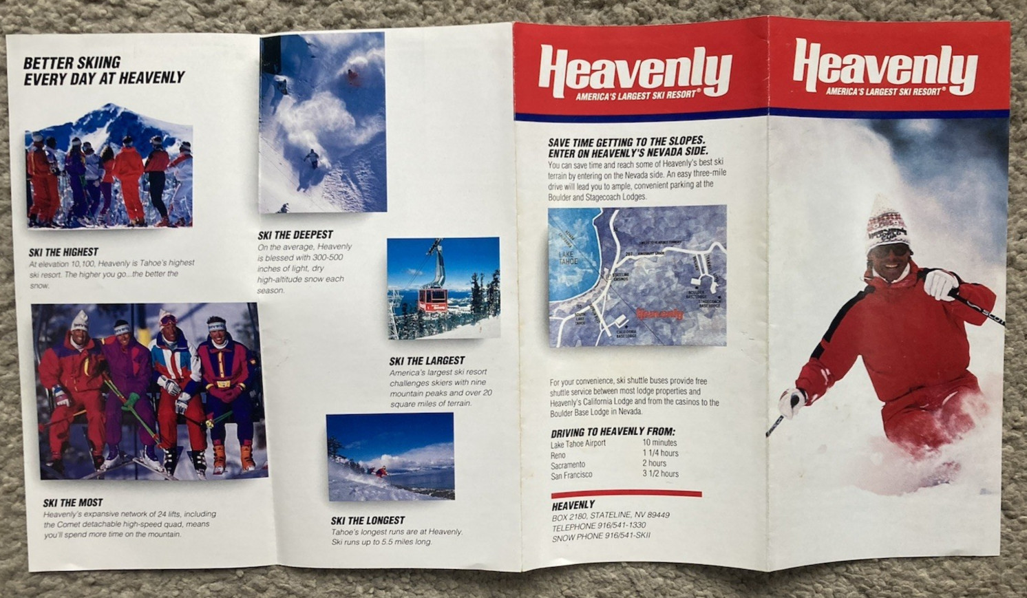 HEAVENLY "America's Largest Ski Resort" 1990-'91 Travel Brochure NEVADA