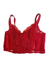 Victoria Secret Dream Angels Unlined Lace Up Corset Top Size S New Red