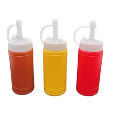 3pc Mini 4oz Squeeze Condiment Bottles for Ketchup Mustard BBQ Picnic Use