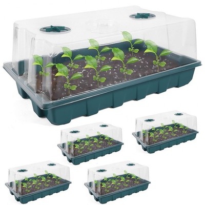 5 Packs Seed Starter Tray with Dome Reusable Plastic Plant Growing Trays with...