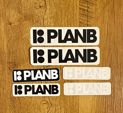 6x PLAN B Skateboards Sticker Logo Schwarz Weiß Skateboard Aufkleber alt