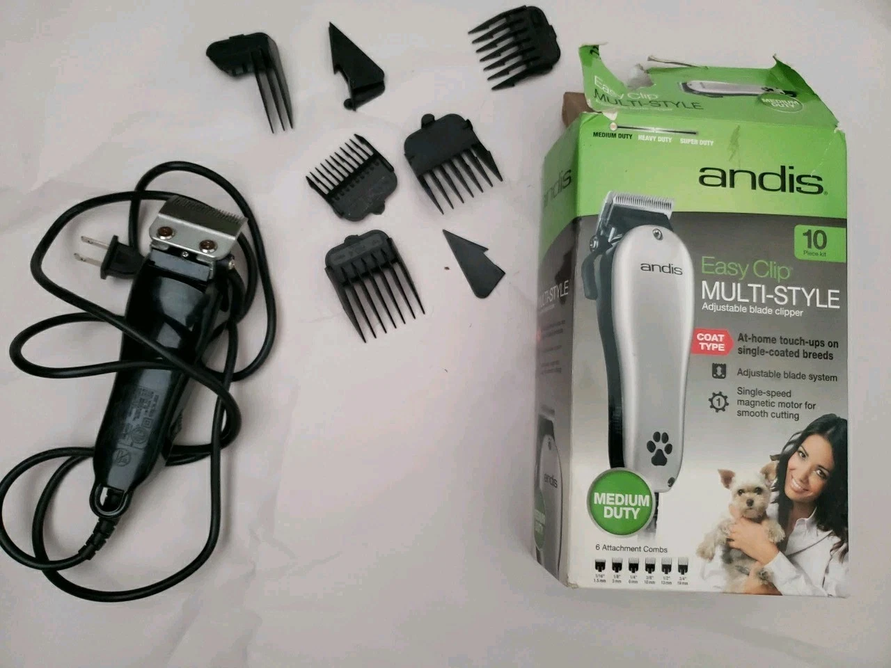 Andis Easy Clip Muti style Pet Dog Pet Grooming Clippers with 6 attatchments