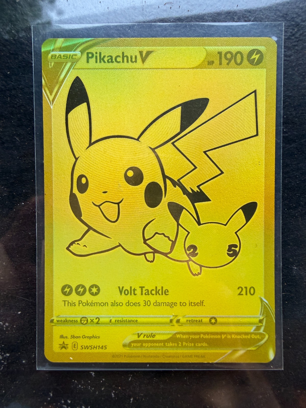 Pokemon Pikachu V #SWSH145 Celebrations 25th Anniversary Promo Gold NM