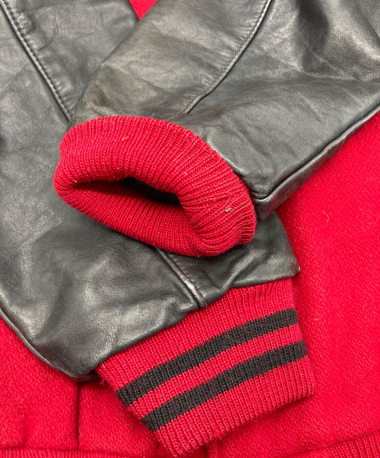 OLD GAP Leather switch stadium jacket Size: S Red… - image 6