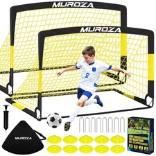Soccer Goal, Kids Soccer Goals for Backyard Set, 2 Pack of Portable Pop Up So...