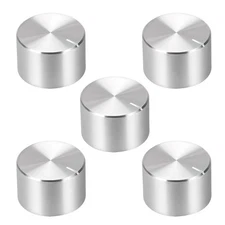 5pcs Potentiometer Knob Knurled Shaft Silver Aluminum Smooth Surface 20mmx13mm