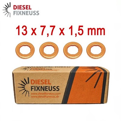4x Diesel Injektor Kupfer Dichtring 13×7,7×1,5 mm - Sitzdichtring