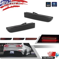 For Mitsubishi Lancer Evo Rear Bumper Reflectors Smoked Brake LED w/ Turn Signal