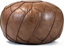 Faux Leather Pouf Unstuffed Ottoman Moroccan Footstool, Floor Footrest Cushion,