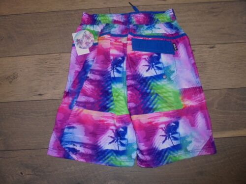NWT Skechers pink, blue, green, white palm tree swim trunk shorts boys 16  - Picture 1 of 2
