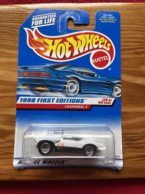 1998 Hot Wheels #669 First Editions 28/40 CHAPARRAL 2 White w/Chrome Lace Spokes