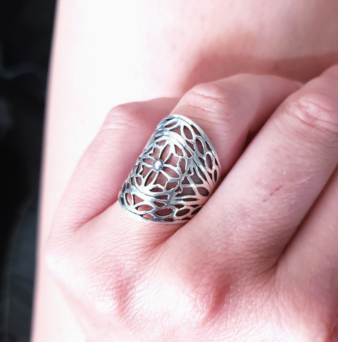 Vintage Sterling Silver Cut Out Boho Womens Ring Size Hippie
