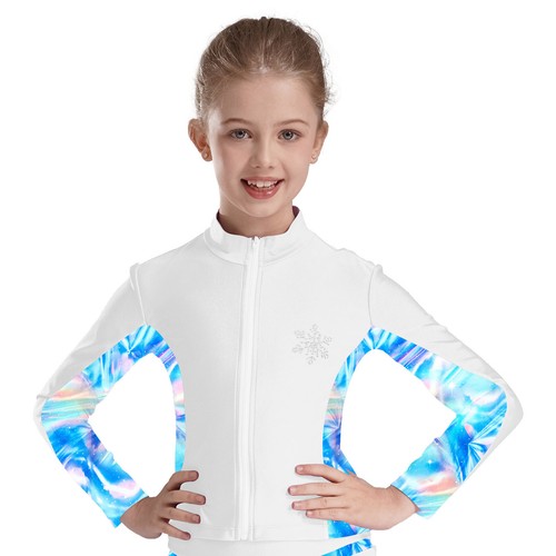 Kids Girls Activewear Long Sleeve Sweatshirt Stage Performance Sport Tops Yoga - Picture 25 of 45