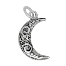 Sterling Silver Moon Magick Charm - Lunar Goddess Celestial Pendant Jewelry