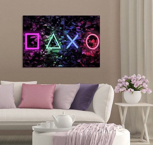CANVAS - PLAYSTATION - (PP5576) - Canvas Photo Art Gaming Play Room Neon Wall Art - Picture 3 of 4