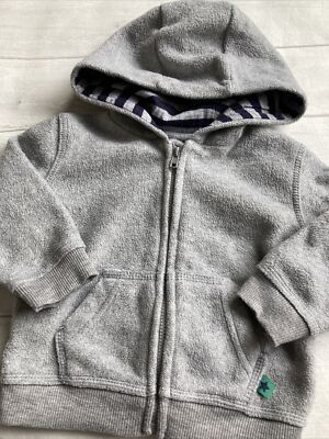 Grey Fleece Hooded Zippy Up Jacket Baby Boys Clothing 6-9