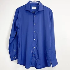 Perry Ellis Portfolio Shirt Mens 15.5 32 33 Blue Long Sleeve Tech Slim NWOT