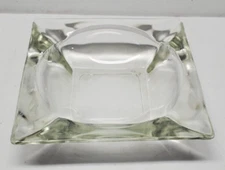 Anchor Hocking Clear Glass 4 1/2” Square Ashtray Mid Century Modern Vintage READ