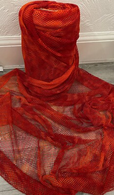 1m Batik rot orange FISCHNETZ AIRTEX NETZGEWEBE POLYESTER STRETCH-LÖCHER 58''