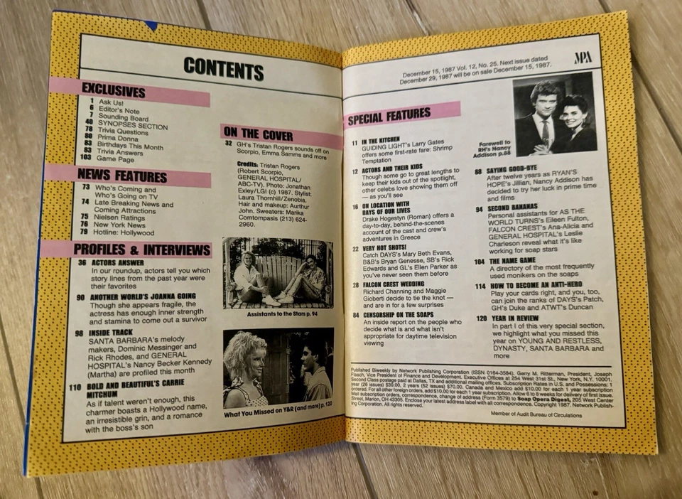 Soap Opera Digest Dec 15,1987 ~ Tristan Rogers Leaves GH ~ Days Goes to Greece - Image 3 of 4