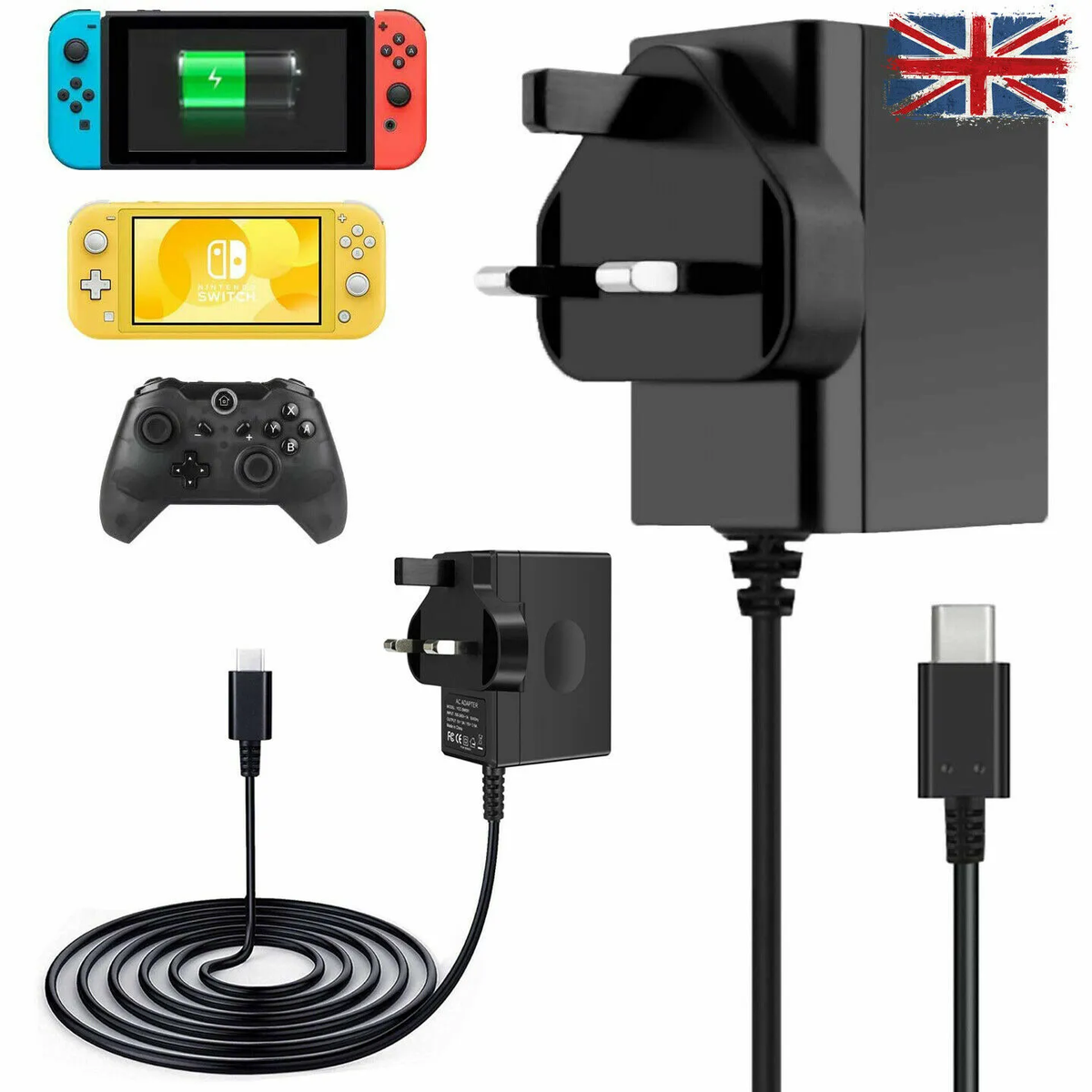 Charger Fit Nintendo Switch/Lite Pro Adapter USB Type C Power