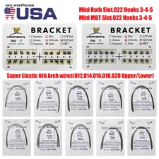 Dental Orthodontic Bracket Braces Roth/MBT 345 Hooks /Round Super Arch Wire Niti