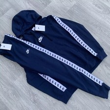 Nike Zeus Tape Fleece Club Tracksuit Hoodie Joggers Sweatpants Set - Navy Blue