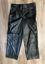 A New Day Womens High-Rise Faux Leather Straight Cargo Pants, Black Size 10